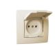 Розетка з заземленням та кришкою крем Lillium Natural Kare MAKEL 32010029