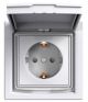 Розетка з заземленням, з кришкою та шторками, IP44, Біла, Asfora EPH3100321