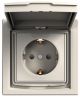 Розетка з заземленням, з кришкою та шторками, IP44, Кремова, Asfora EPH3100323