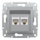 Розетка комп'ютерна, RJ45, кат.5е, UTP, подвійна, Алюміній, Asfora, EPH4400161