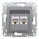 Розетка комп'ютерна, RJ45, кат.5е, UTP, подвійна, Сталь, Asfora, EPH4400162