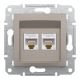 Розетка комп'ютерна, RJ45, кат.5е, UTP, подвійна, Бронза, Asfora, EPH4400169