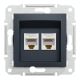 Розетка комп'ютерна, RJ45, кат.5е, UTP, подвійна, Антрацит, Asfora, EPH4400171