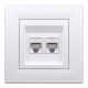 Розетка комп'ютерна, RJ45, кат.6, UTP, подвійна, Біла, Asfora EPH4800121