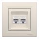 Розетка комп'ютерна, RJ45, кат.6, UTP, подвійна, Кремова, Asfora EPH4800123