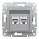 Розетка комп'ютерна, RJ45, кат.6, UTP, подвійна, Алюміній, Asfora, EPH4800161
