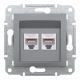 Розетка комп'ютерна, RJ45, кат.6, UTP, подвійна, Сталь, Asfora, EPH4800162
