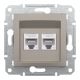 Розетка комп'ютерна, RJ45, кат.6, UTP, подвійна, Бронза, Asfora, EPH4800169