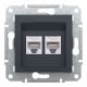 Розетка комп'ютерна, RJ45, кат.6, UTP, подвійна, Антрацит, Asfora, EPH4800171