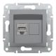 Розетка комп'ютерна, RJ45, кат.5е, STP, Сталь, Asfora, EPH5000162