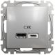 Розетка USB подвійна А+C, 2.4А, 230В, Алюміній, Sedna Design SDD113402