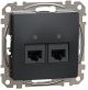 Комп'ютерна розетка подвійна RJ45, кат. 5e, неекр. UTP, Чорний, Sedna Design SDD114452