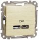 Розетка USB подвійна А+C, 2.4А, 230В, Береза, Sedna Design SDD180402