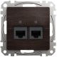 Комп'ютерна розетка подвійна RJ45, кат. 5e, неекр. UTP, Венге, Sedna Design SDD181452
