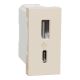 Розетка USB зарядна 2.4А, тип А+С, 1 модуль, бежевий, Unica NEW NU342844