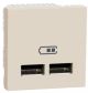 Розетка USB зарядна подвійна 2.1А, тип А, 2 модуля, бежевий, Unica NEW NU341844