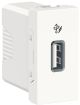 Розетка USB зарядна 1.05А, тип А, 1 модуль, білий, Unica NEW NU342818